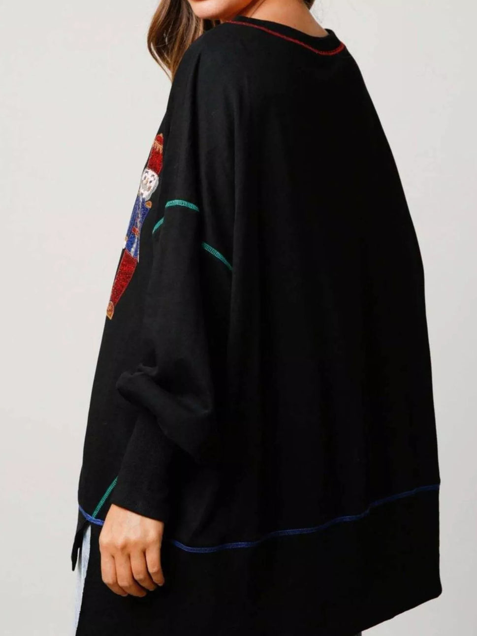 Christmas Nutcracker Sequin Round Neck Sweatshirt