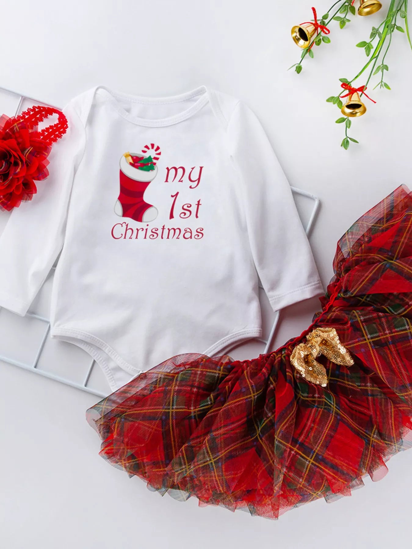 Children's Christmas Santa Baby Outfit Set with Headband