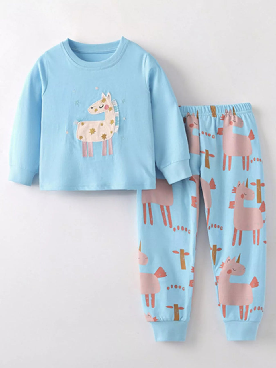 Children's Unicorn Print Long Sleeve Top and Pants Set