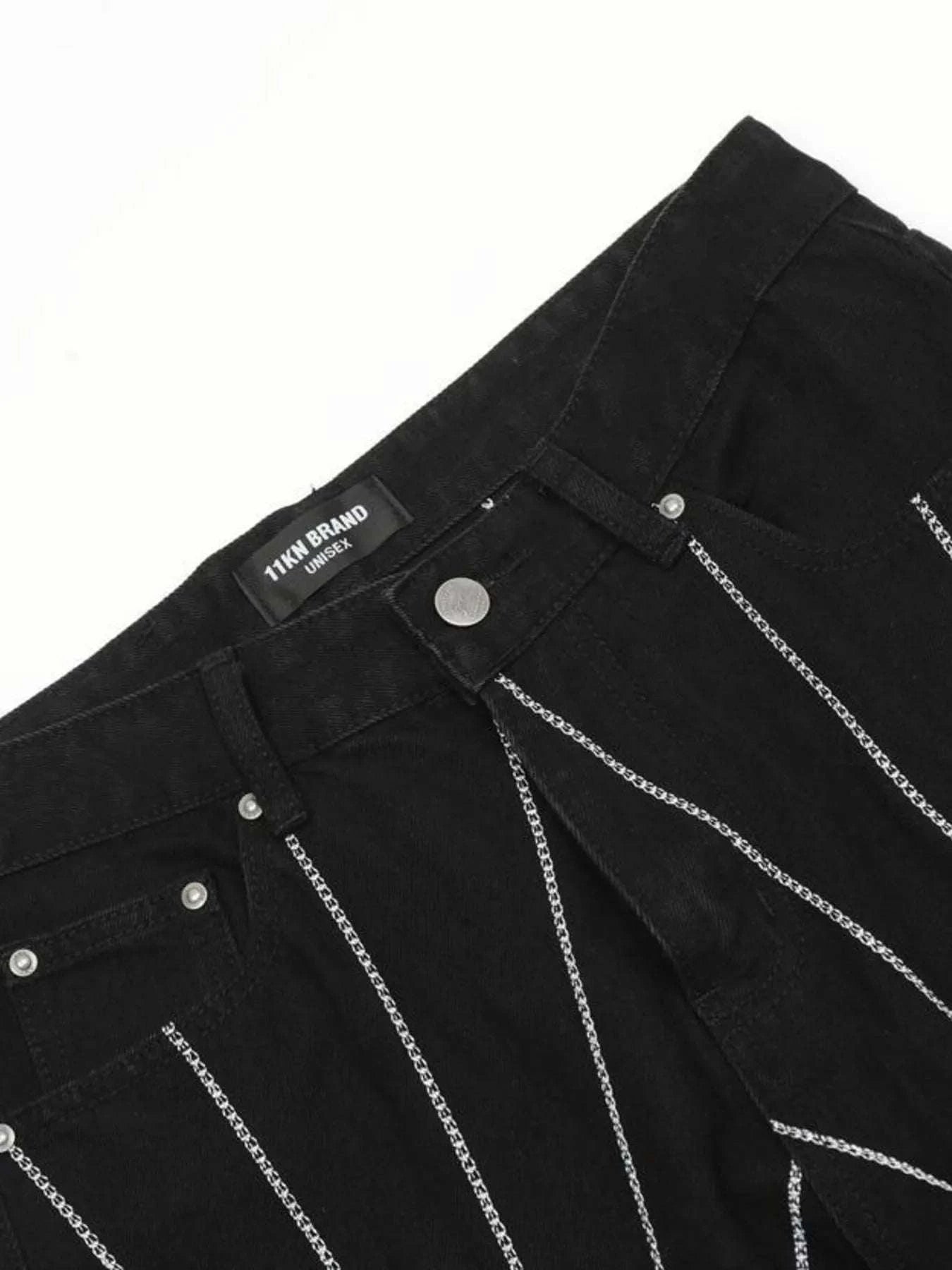 Men's Spider Web Embroidered Flared Jeans