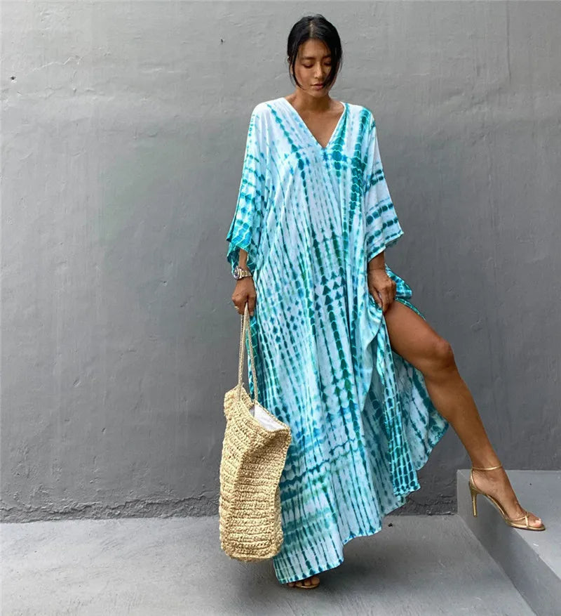 Women's Plus Size Beach Kaftan Dress – Half Sleeve Swimsuit Cover-Up