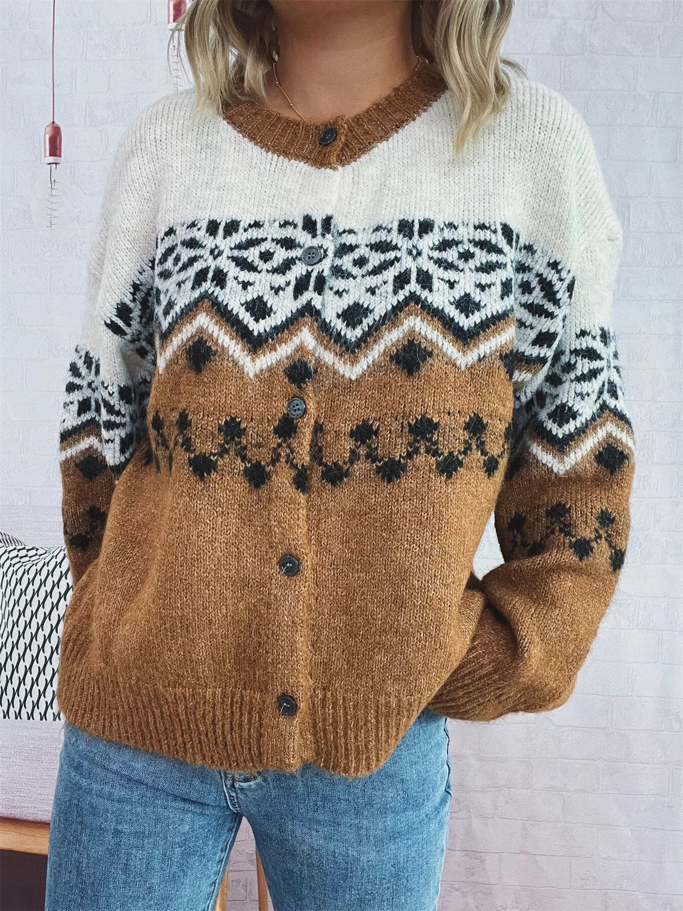 Christmas Button Up Drop Shoulder Cardigan