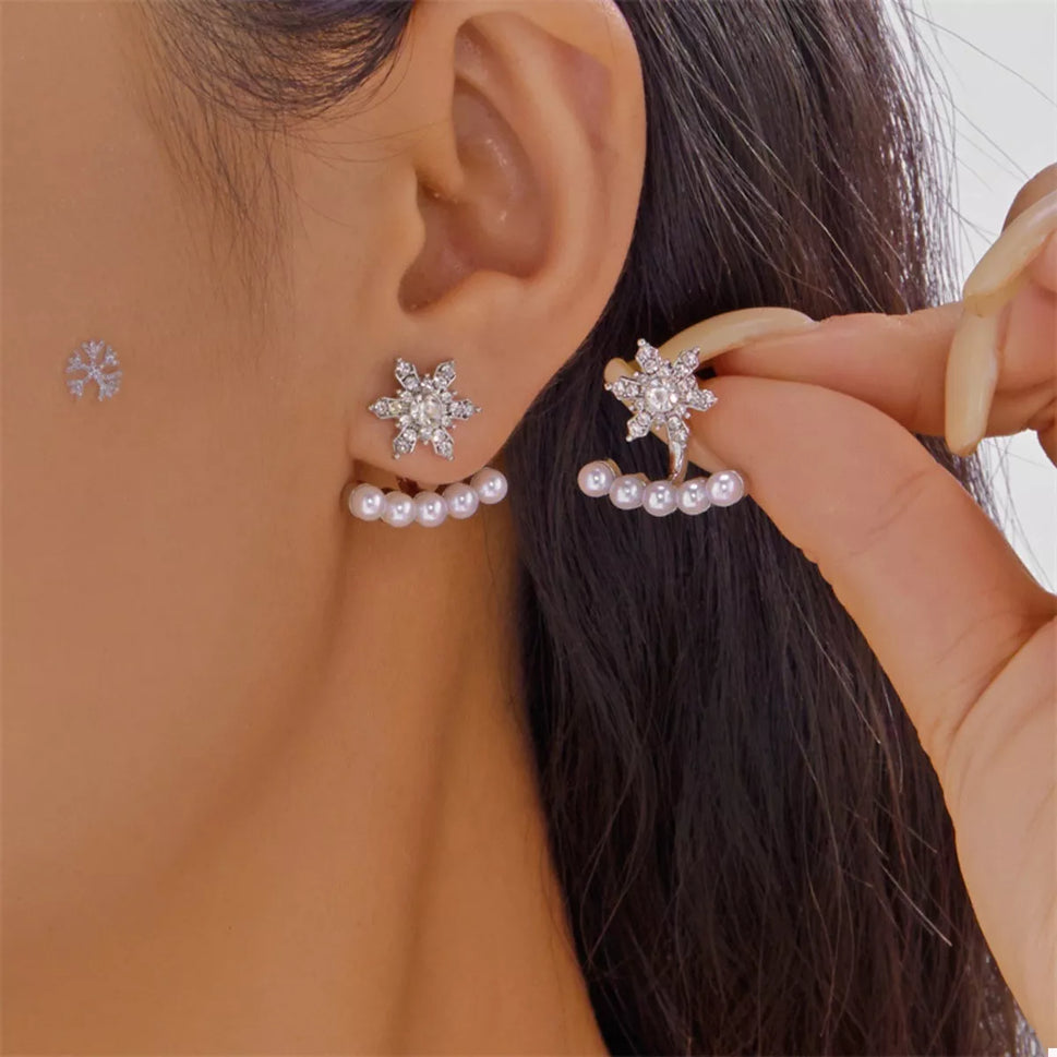 Christmas Snowflake Pearl Earrings