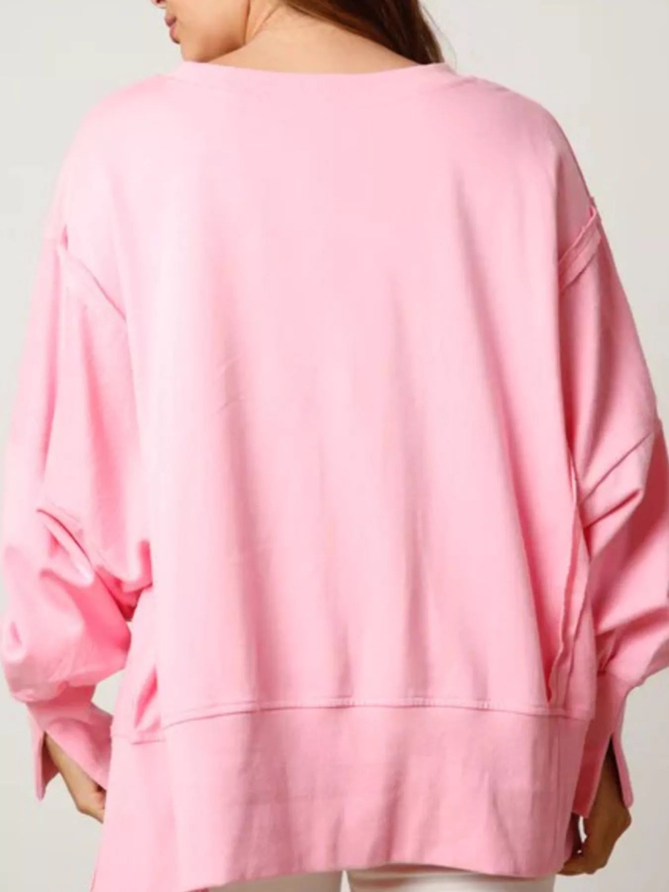 Christmas Candy Cane Bow Dropped Shoulder Sweatshirt